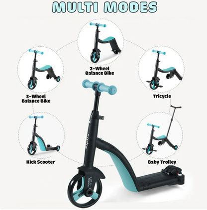 3-in-1 Convertible Tricycle, Balance Bike & Kick Scooter for Kids, Toddler Ride-On for Boys & Girls Ages 1-5, Adjustable Lightweight 3-Wheel Scooter, Durable & Portable